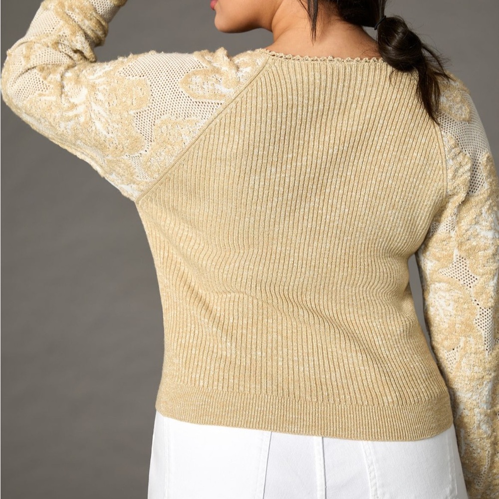 Anthropologie Lace Sleeve Sweater